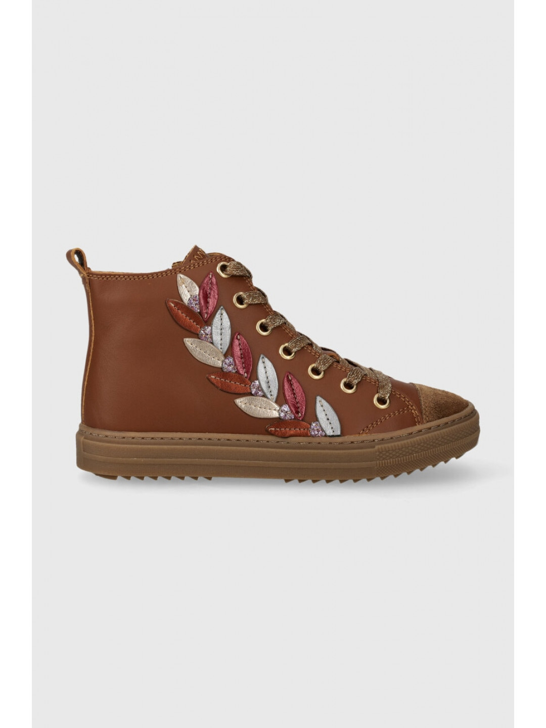 Dětské kožené kecky Pom D & 39 api SWAG TENDER hnědá barva